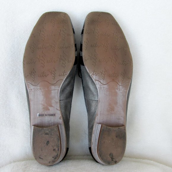 UTV France Grey & Black Leather Slip-on Flats EU38 - Picture 5 of 11
